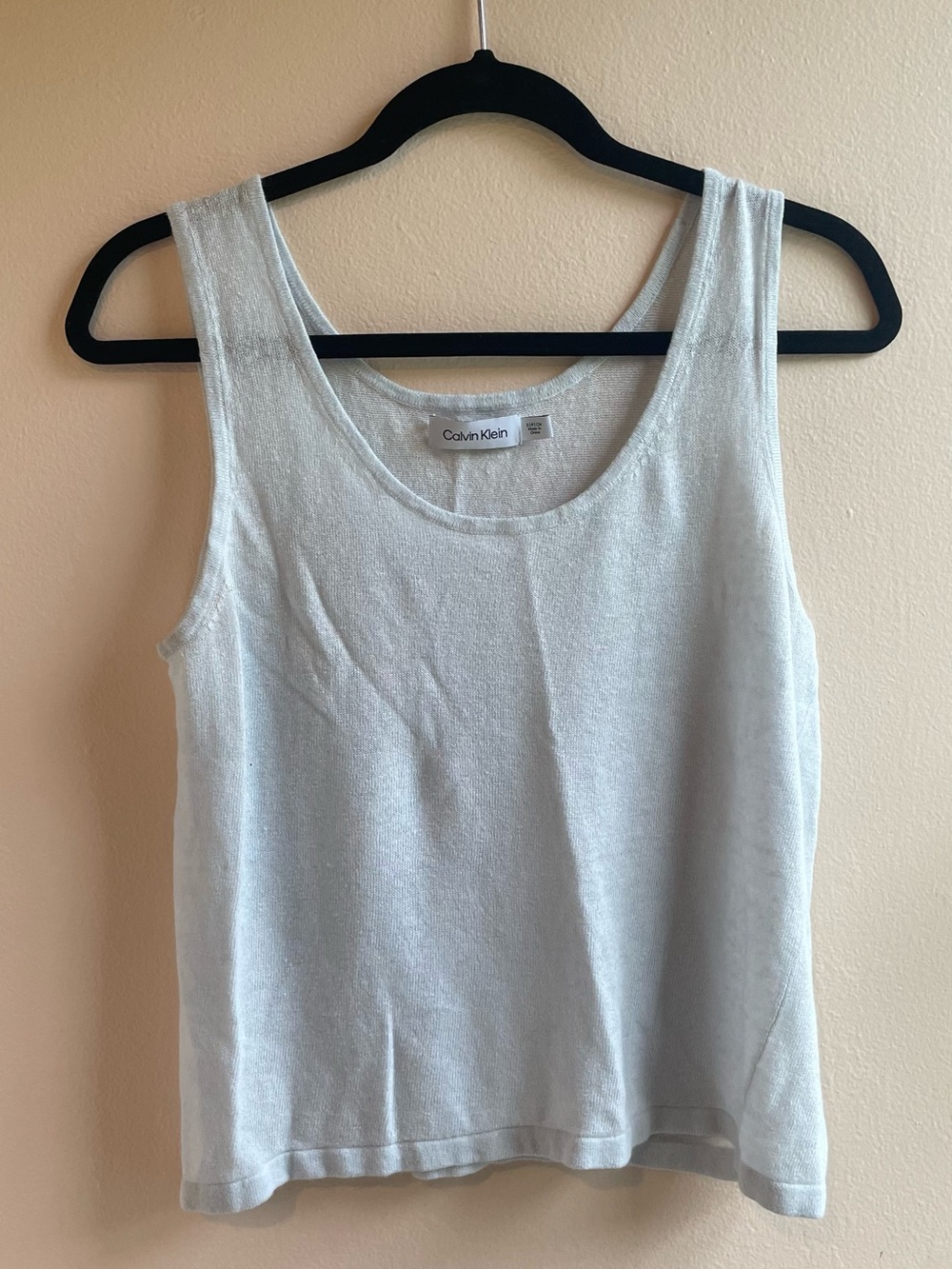 Calvin Klein Pale Baby Blue Knit Scoop Neck Sweater Tank Top S